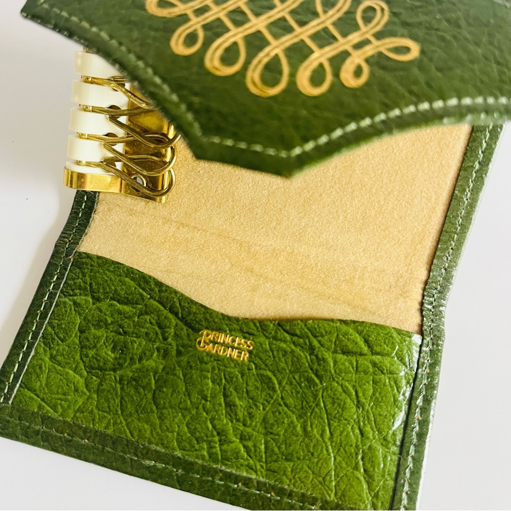 Vintage Leather Wallet + Princess Gardner Key Case Brown Green - Picture 11 of 15